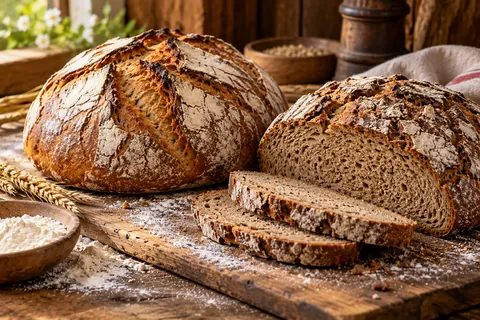 Zwei Sauerteigbrote auf dem Brett