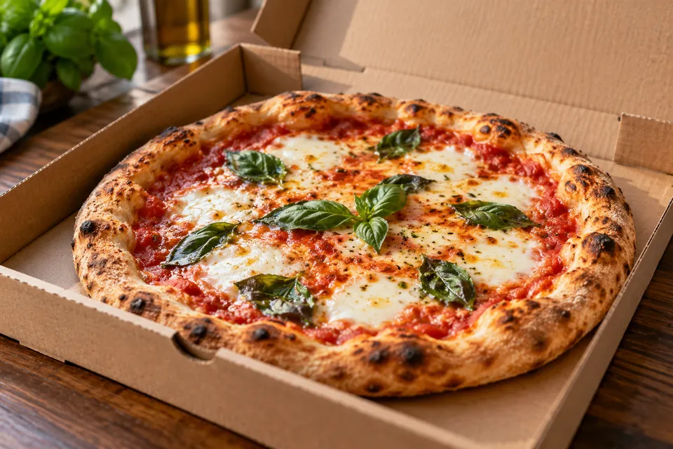 Pizza Margherita mit Rucola und Tomaten
